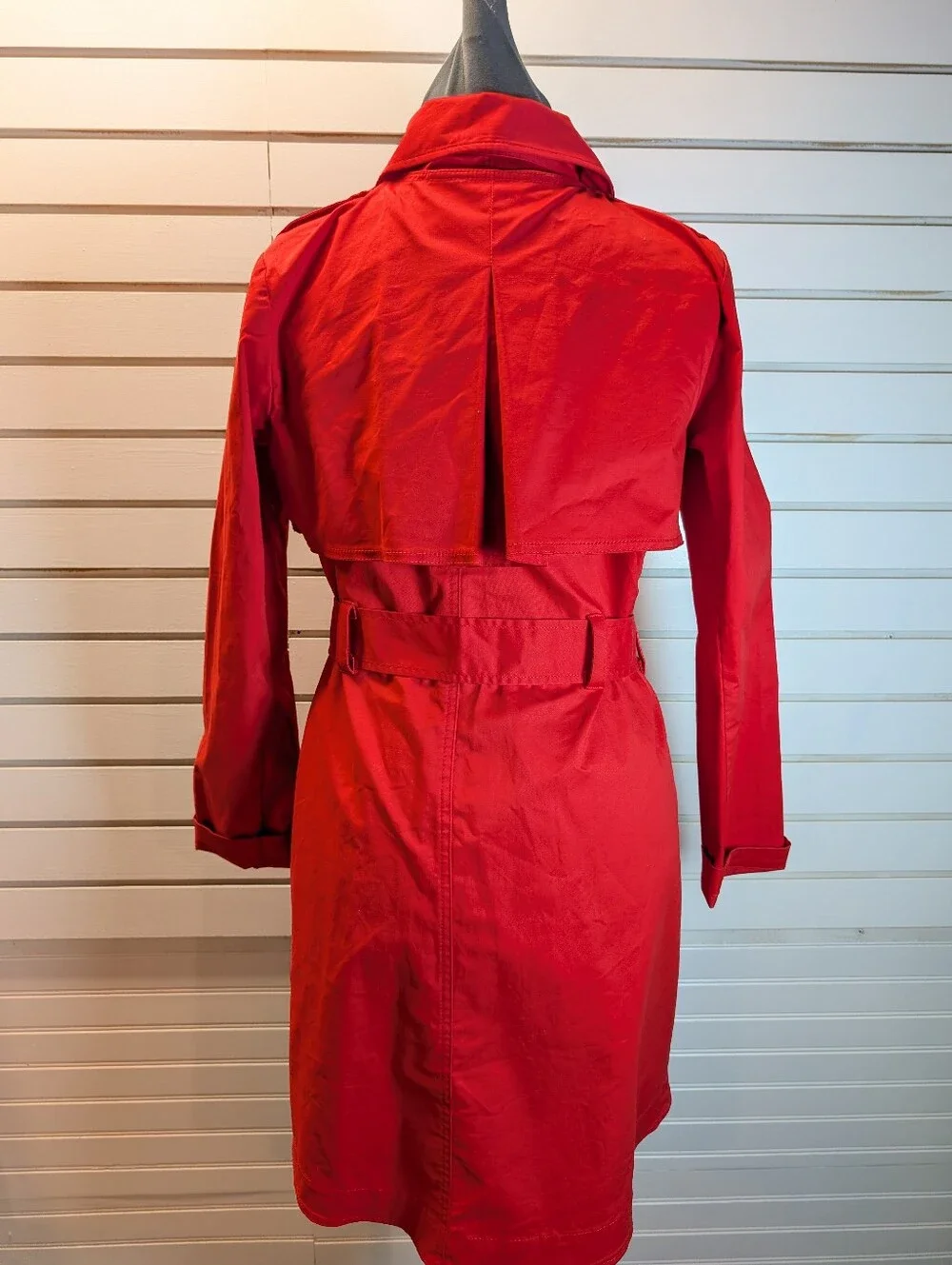 CAbi Poppy Red Convertible Trench Coat Red Jacket Style #334 Sz 8 EUC